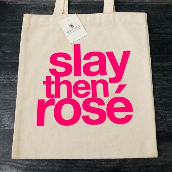 Dogeared Slay Then Rose lil tote bag 12.5” x 14” - Picture 2 of 4
